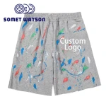 New customized painted Cotton brand quality 3d Printing Short-sleeved White Couple O Neck Cotton Gallerys of Shorts Trunks