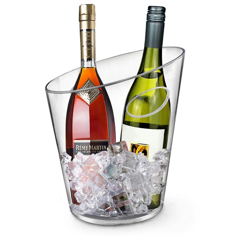 New design 6.5L Clear plastic wine cooler bucket champagne ice bucket with lid for parties