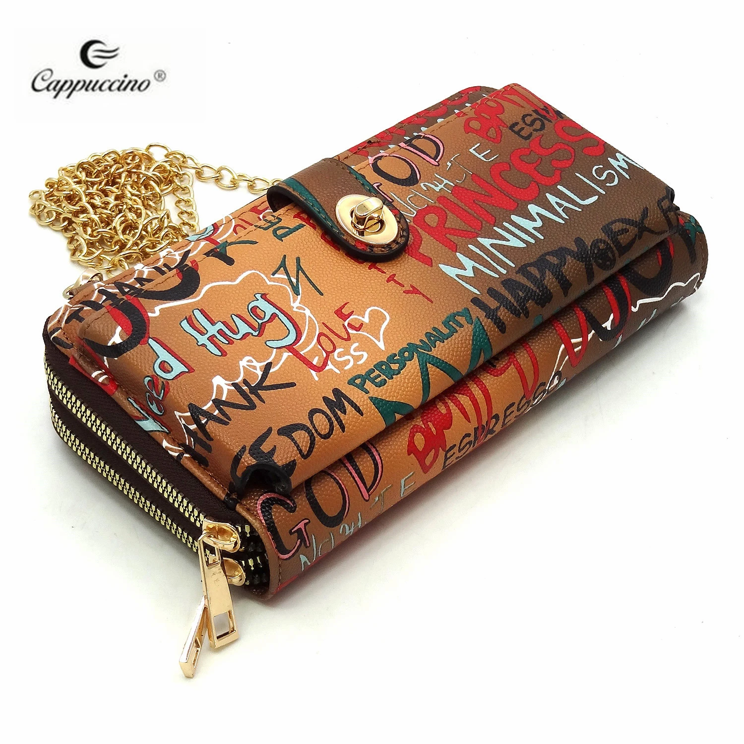 New Fashion Colorful Art Printed Sling Crossbody Bag Small Mobile Phone Wallet Graffiti Cell Phone Bag