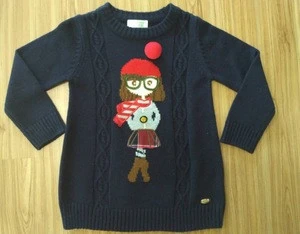 New fashion wholesale knit xmas girls sweater with embroidery girl on front (BKNk23)