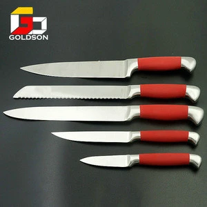 New product Super quality 5pcs Non-slip rubber handle knife set with block For Home Kitchen