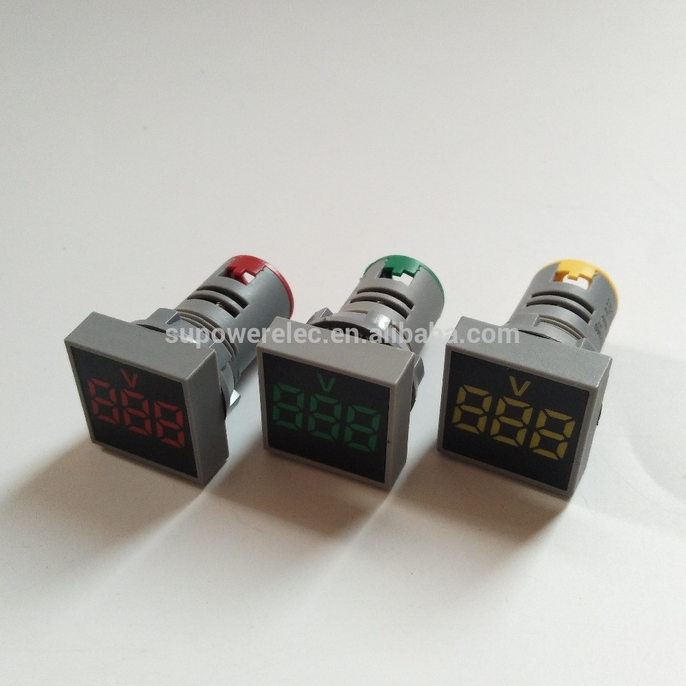 New Series 22mm 12-500V AC Square Digital Voltmeter Volt Meter Red Green Yellow mini LED Indicator Panel Light