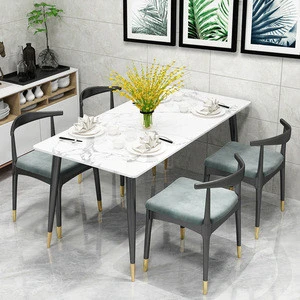 New Style Home Furniture Italian dining room furniture  Table Chair Set Modern Furniture metal Dining  Set