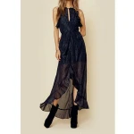 new style Sleeveless hight waist Chiffon maxi dress Mermaid Cocktail dress