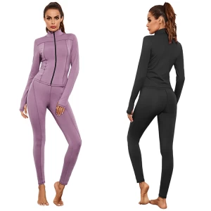 New style slim-fit yoga sportswear fitness two-piece zipper leisure sports women&#x27;s tracksuits complete set