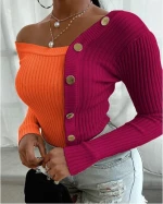 New Style Winter Lovely Women Long Sleeve solid spinning top knit womens sweaters