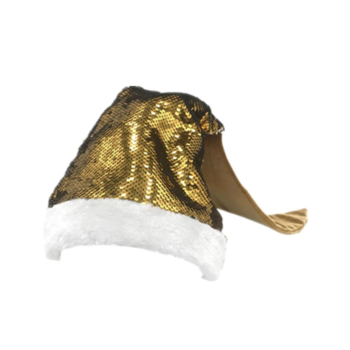 new unique kids girls gifts decoration fancy golden mermaid sequin santa hat hat for christmas party