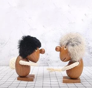 Nordic style cartoon character puppet creative home decoration supplies wooden small hair ornaments