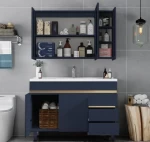 Nordic style modern bathroom cabinet solid wood cabinet integration ceramic wash basin