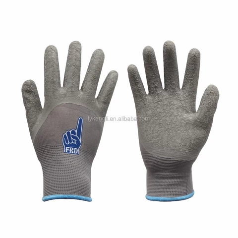 Nylon Polyester Shell Black PU Work Gloves/Industrial Safety Polyurethane Palm Coated Gloves