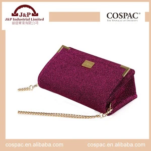 OEM small ladies shoulder evening bag with long chain