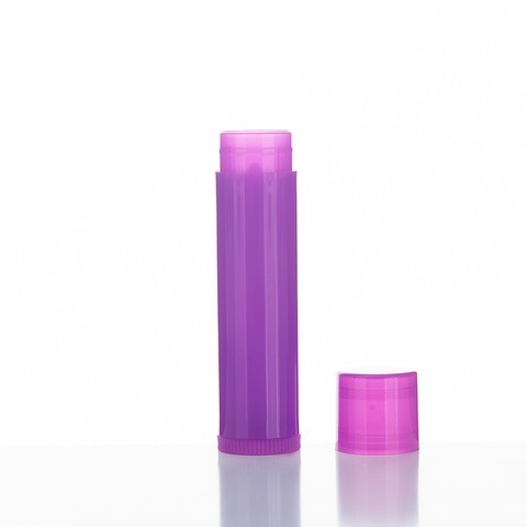 OEM/ODM Wholesale Purple Plastic Lipstick Container Round Shape Cosmetic Lip Stick Tubes 5g Lip Balm Container Purple