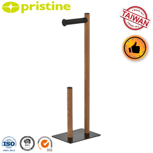 On-time delivery MIT wood grain roll stand toilet paper holder with metal base