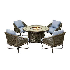 Outdoor furniture cast aluminum outdoor furniture fire pit table with ceramic tiles