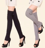Overknee Fried dough twist Leg warmer with flower
