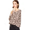 Oversized custom jacquard knitted animal women leopard print sweater