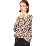 Oversized custom jacquard knitted animal women leopard print sweater