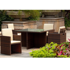 Pe Wicker Garden Furniture Cube Set Rattan Dining Table Chair Outdoor From China Tradewheel Com