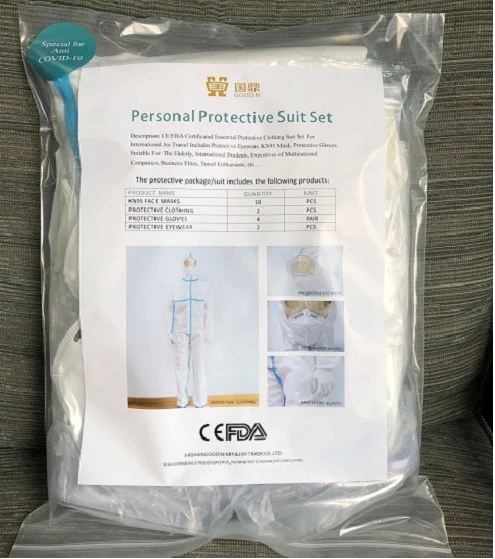 personal protective suit set