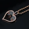 Photo Replaceable Hiph Hop Iced Out Heart Shape Photo Gold Pendant Charms