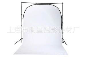 Photography equipment black photo studio background indoors with tail