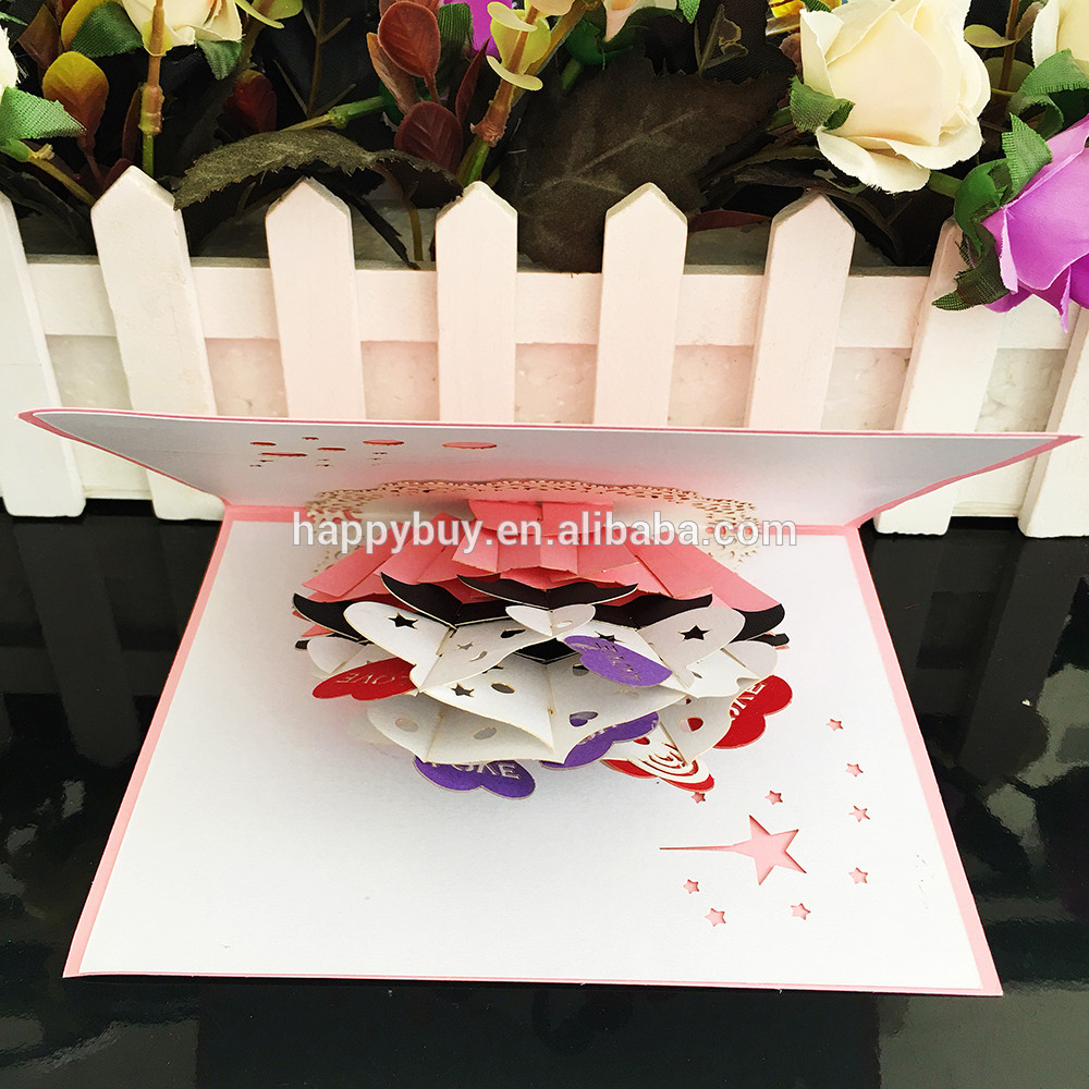Buy Pink Color 3d Cupcake Pop Up Birthday Greeting Card from Yiwu Smile ...