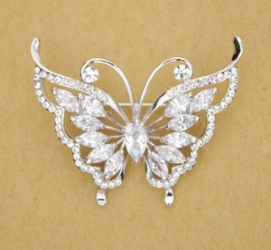 Pink Rhinestone Crystals Butterfly Brooches Broach Pins Gifts Women Jewelry