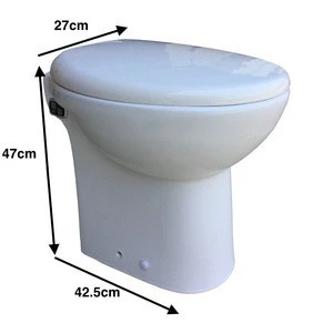 Portable 24V boat RV macerator toilet bowl one piece white