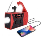 Portable emergency AM FM NOAA dynamo solar flashlight radio with reading lamp