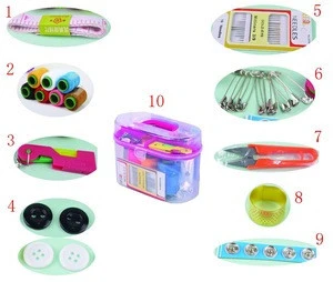 Portable Needlework Sewing Supplies Kit with Plastic Box and Accessories for Home Travel Emergency Mend and Repair