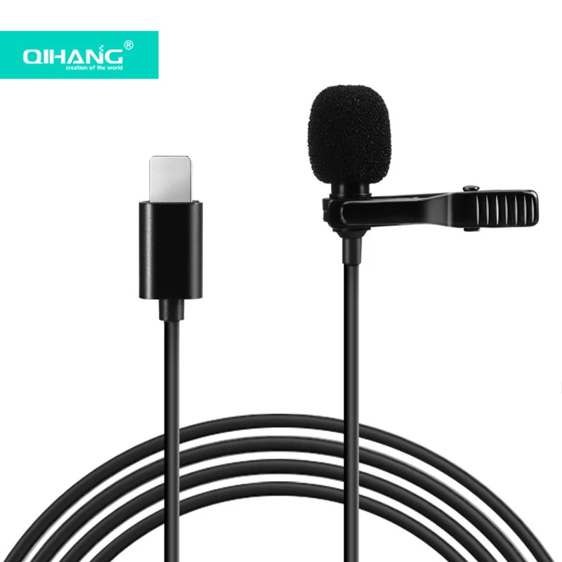 Portable Wired Mic Lavalier Clip Lapel Microphone With Pouch For I phone Type c 3.5mm Plug For Conference Class