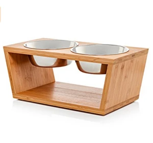 Premium Elevated Dog and Cat Pet Feeder, Double Bowl Raised Stand Comes with Extra Two Stainless Steel Bowls