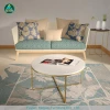 Premium metal leg round wood living room coffee table