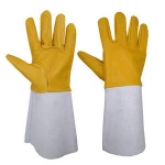 PRISAFETY Grain Leather Fireplace Gloves Fire Pits Grilling Welding Heat Resistant Premium Pig Skin Leather Tig Mig Welder
