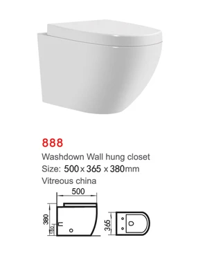 Professional design rimless flushing ceramic wall hung mounted wc toilet