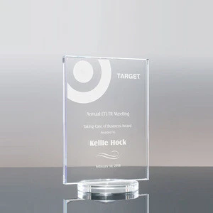 Promotion crafts blank glass U shape trophy plaque with brand name