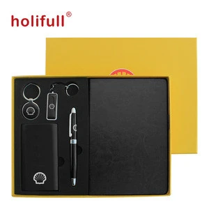pu leather  notebook , 4G USB, 5000 mah power bank corporate promotion gift set items 2018