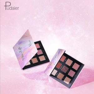 Pudaier Sky Mirror Makeup Eyeshadow Pallete makeup brushes 9Color Shimmer Pigmented Eye Shadow Palette Makeup Palette maquillage