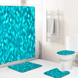 QiaoZe bath rug &amp; shower curtain set custom shower curtain printing beach shower curtain
