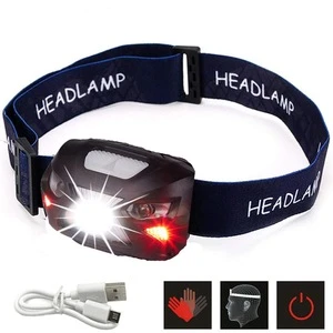 Rechargeable Sensor Headlamp,Ultra Bright 600 Lumens LED Head Lamp Flashlight with Redlight and Motion Sensor For Camping