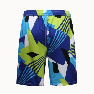 Recycled Polyester Micro fibre Swim Shorts Sustainable Rpet Beach Shorts Allover Printed Elastic Waist Swim Trunks