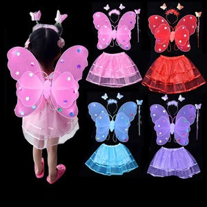 red fairy butterfly wings fairy wand and girls short mini tutu skirts for kids