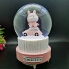 Resin Crafts Water Snowball Creative Custom Cute Rabbit Birthday Gifts Lighting Snow Globe with USB connection