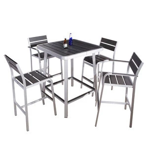 Resort Aluminum  High Bar Table And Stools Outdoor Patio Bar Furniture Set