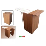 Retractable Ironing Board for Linen with Wooden Boiler Holder with Space-Saving Drawer with Wheels