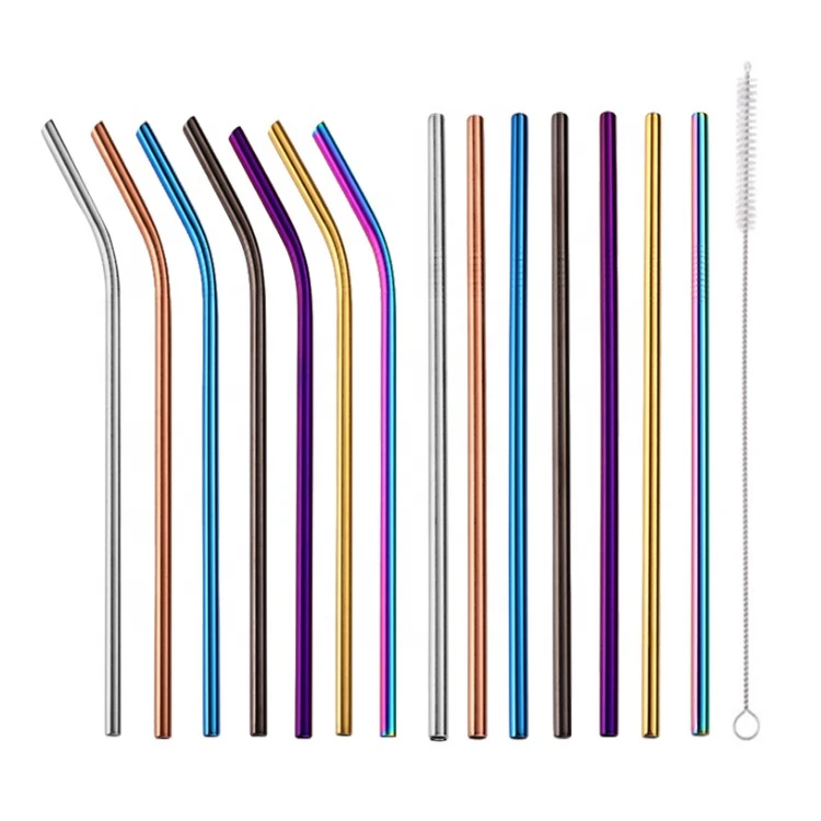 Reusable Stainless Steel Straws 6mm Straight & Bent Metal Straws