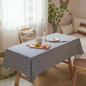 Reusable Table Cloth Eco-friendly Japan style Cotton and Linen Navy blue tablecloths sofa TV oven cover