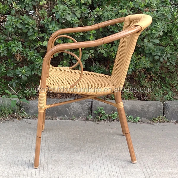 Round Rattan Chair with Bamboo Look Finish