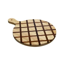 Round Rubber Wood Pizza Peel/Cutting Board/Serving Tray
