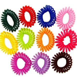 Rubber Hair Tie Assorted Colors - Elastic Coil Hair Band - Wristband Spring Bracelet - Party Favor Carnival Prize